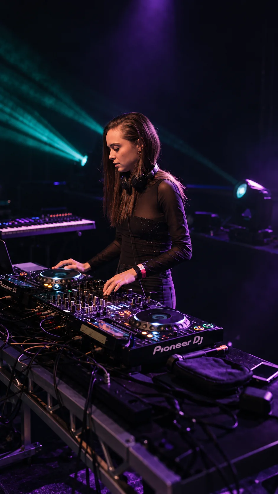 Mira Mira DJ performing on a dark festival stage